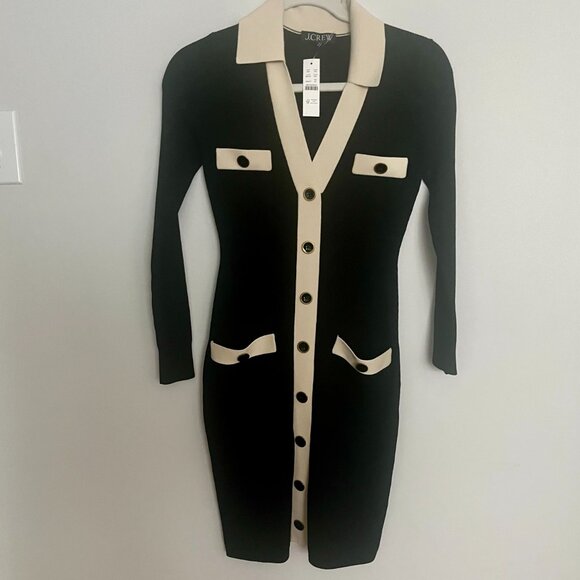 J.Crew Contrast mini sweater-dress in Supersculpt yarn-BN155-BLACK IVORY-NWT - Picture 4 of 5